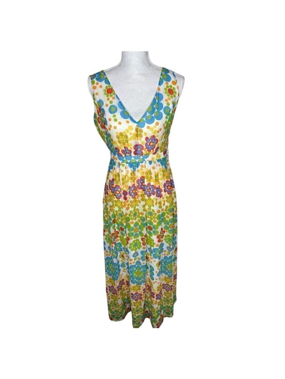 ModCloth Women's Maxi Dress M Retro Floral Dots Sleeveless